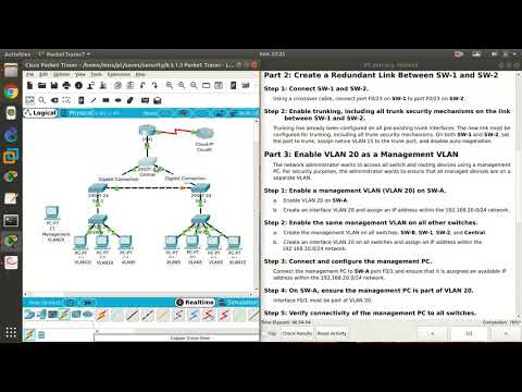 6.3.1.3 Cisco Packet Tracer 7.2 Packet Tracer - Layer 2 VLAN Security