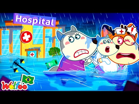 Oh Não Wolfoo, Tempestade de chuva inundou hospital! Dicas de segurança em desastres naturais