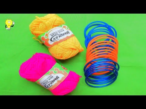 Wall Hanging Craft Ideas With Bangles - Simple Decoration Ideas - Bangles and Wool Wall Hanging