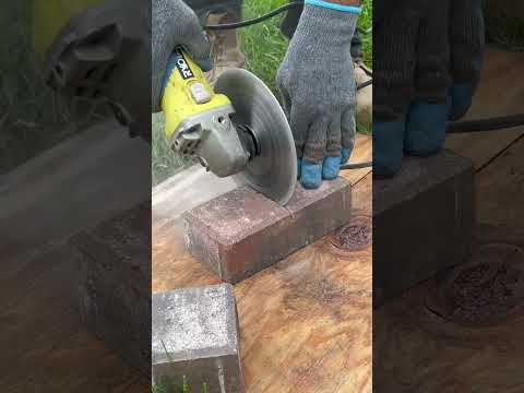 Part of a video titled How To Cut A Brick Paver With An Angle Grinder - YouTube
