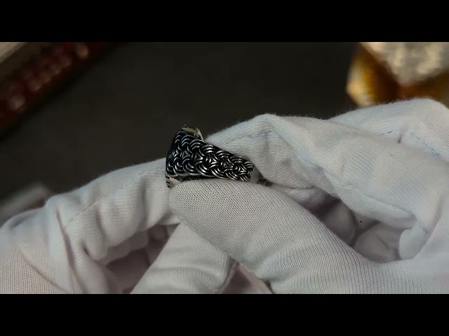 خاتم رجالي فضة استرليني مزين بحجر زركون أسود