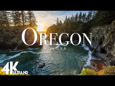 FLYING OVER OREGON (4K UHD) - Calming Music With Stunning Natural Landscape Videos For Stress Relief