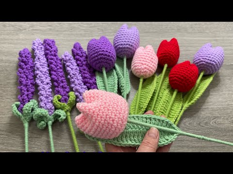 🥰Lavender Flower and Tulips 🌷Easy and quick crochet pattern, step by step