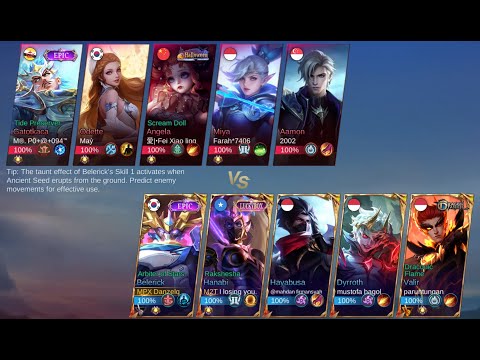 Belerick vs Gatotkaca, Odette, Angela, Miya, Aamon, Mobile Legends Bang Bang