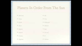 How To Remember Order Of Planets (mnemonic) From The Sun