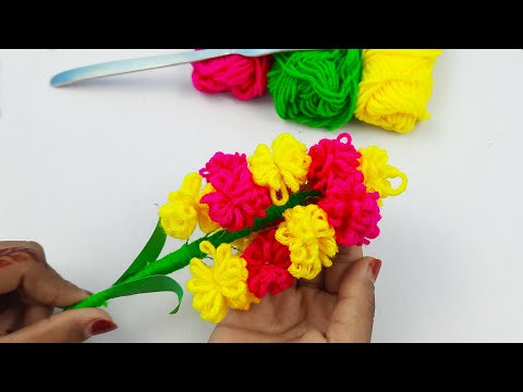 It's so Beautiful 💜🧶 Super Easy Flower Craft Ideas with Wool - DIY Amazing Yarn Flowers