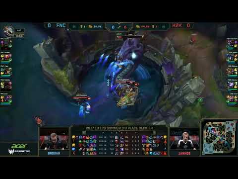 Fnatic (Caps Cassiopeia) VS H2K (Febiven Corki) Game 1 Highlights - 2017 EU LCS Summer 3rd Place