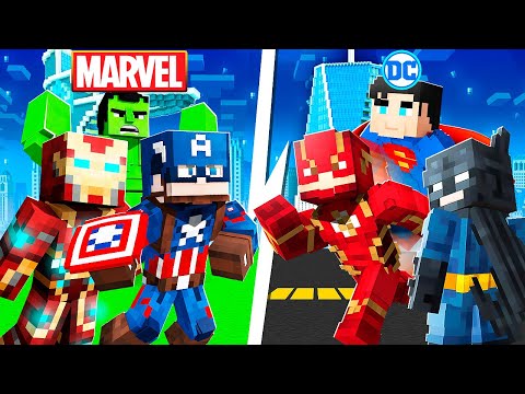100 Minecraft Players Simulate Marvel vs DC!