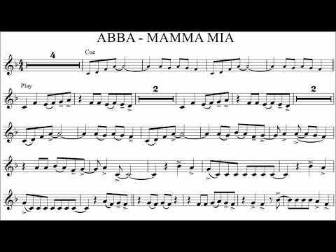 Trumpet Play-along - Mamma Mia - ABBA - with sheet music