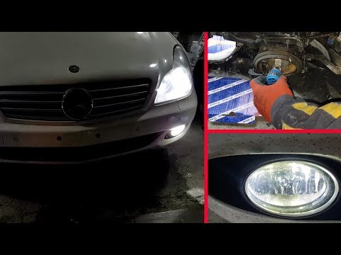 Mercedes CLS, W219 / How to Install H11 fog lights & LED W5W T10 Parking Lights