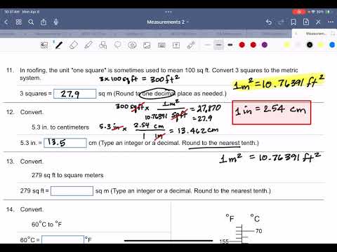 Measurements II items 11 - 14