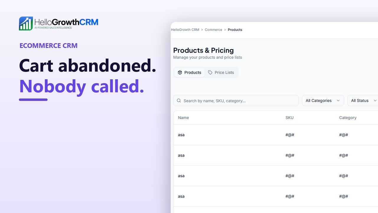 HelloGrowthCRM–eCommerce CRM: complete online store management