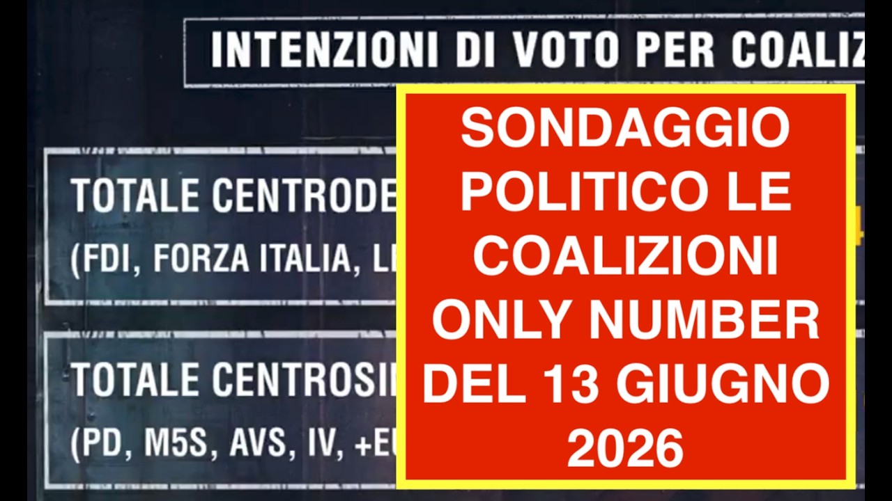 SONDAGGIO POLITICO LE COALIZIONI ONLY NUMBER DEL 13 GIUGNO 2026