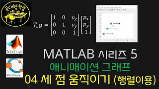 매트랩 (MATLAB) 5-04 애니매이션 그래프 - 행렬이용 세 점 움직이기