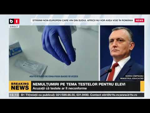 ȘTIRI B1 ORA 15.00 CU DAN GABOR - CÎMPEANU: AFIRMAȚIA CĂ TESTELE NU SUNT CONFORME ESTE FALSĂ