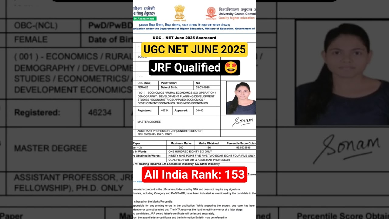 UGC NET 2025 Result | Congrats 👏👏 for JRF 2 #economics #ugcnet #ugcnet2025 #ugcnetresult