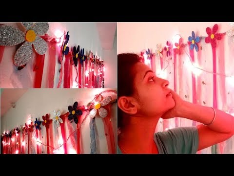 BedRoom Wall makeover (Renter style) How to hide a damaged wall ||Fabric reuse idea Video