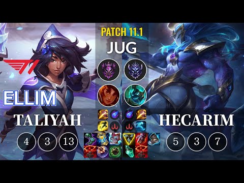 T1 Ellim Taliyah vs Hecarim Jungle - KR Patch 11.1