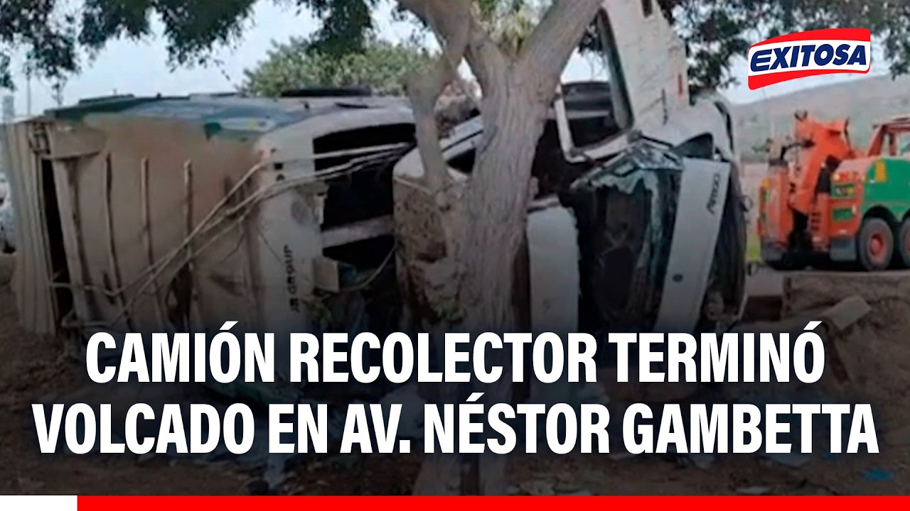 🔴🔵 Camión recolector de basura terminó volcado en una curva en Av. Néstor Gambetta