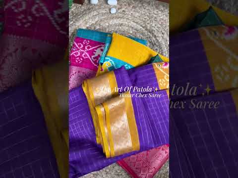 Green Tussar Chex Saree with Patola Print and Weaving Work Border