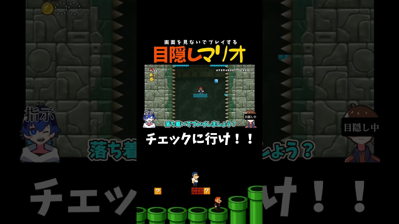 中間に到達せよ！！！【目隠しマリオ】