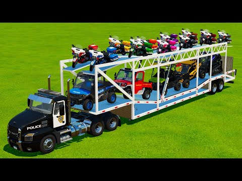 TRANSPORTING POLICE CARS & MOTORCYCLES WITH POLICE TRUCK - Farming Simulator 22