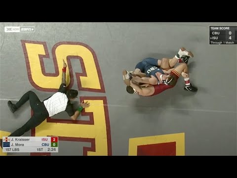 157lbs Jason Kraisser (Iowa State) vs Joey Mora (Cal Baptist)