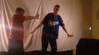 Robot boys Nick and Jeppe practice for fun