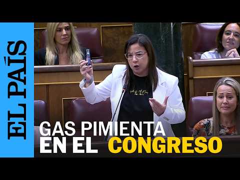 La diputada de PP Ana VÁZQUEZ enseña un bote de GAS pimienta en el Congreso | EL PAÍS