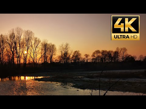 Fiume Po al tramonto in 4k. Suono dell'acqua che scorre 30min di relax.