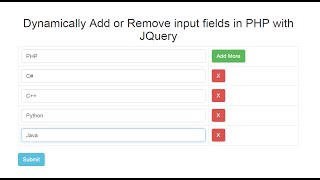 Dynamically Add / Remove input fields in PHP with Jquery Ajax