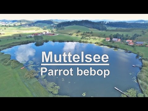 Der Muttelsee in der Nähe vom Bodensee malerisch in der Landschaft gelegen - Footage by Parrot Bebop