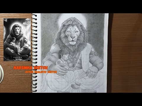 REALISTIC Narsimha Sketch Drawing