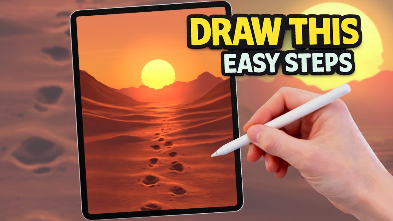 PROCREATE EASY Steps Landscape Drawing Tutorial - Desert Footsteps
