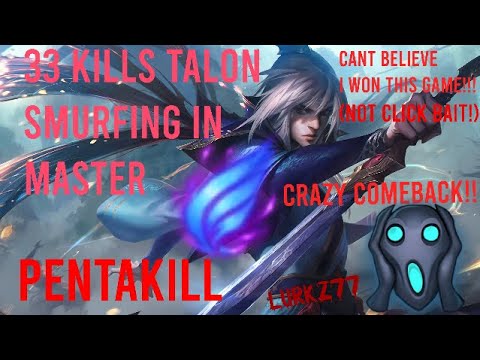 Challenger Talon 33 kills VS Sylas on my master smurf :3 + pentakill FULL GAME VOD  { EUW }