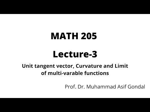 MATH 205 Lecture -3  (Unit tangent vector, Curvature and Limit of multi-variable functions)