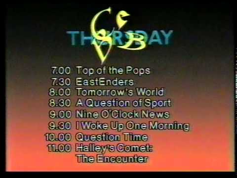 13 March 1986 BBC1 - Thursday menu & Top of the Pops