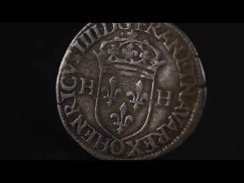 Moneda, Francia, Henri IV, Douzain, 1595, Riom, MBC, Plata, Duplessy:1247A