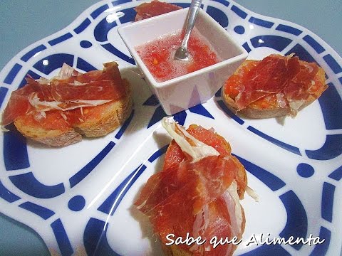 Pan tumaca con jamón (pan con tomate) » Sabe que Alimenta