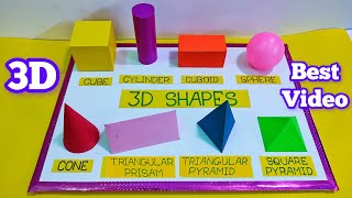#3Dmaths working model# 3D shapes model for school project# Cylinder,Cube,Cuboid,Sphere,Cone,Prism🌐👍