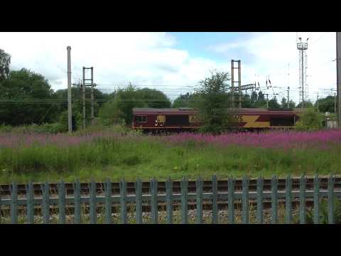 66076,sb Arpley Marcroft steelwaggons out of sidings 14,7,17