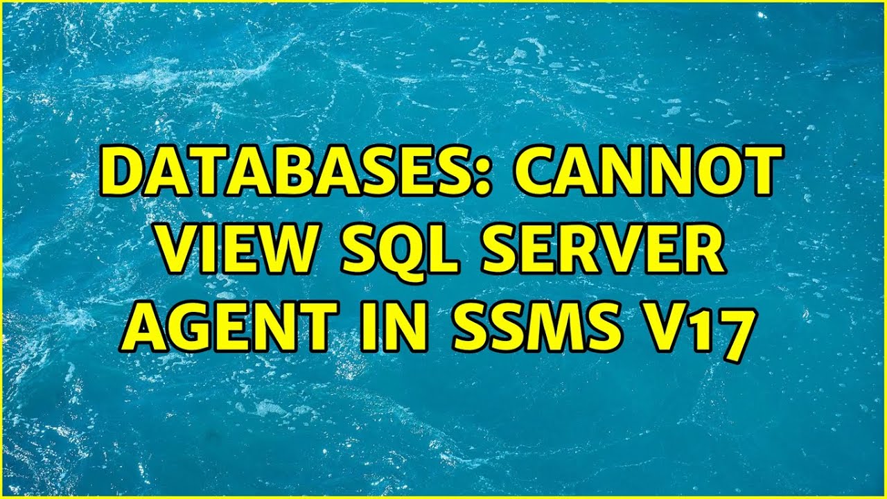 Databases: Cannot view SQL Server Agent in SSMS v17