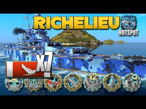 Battleship Richelieu, 7 ships destroyed - World of Warships