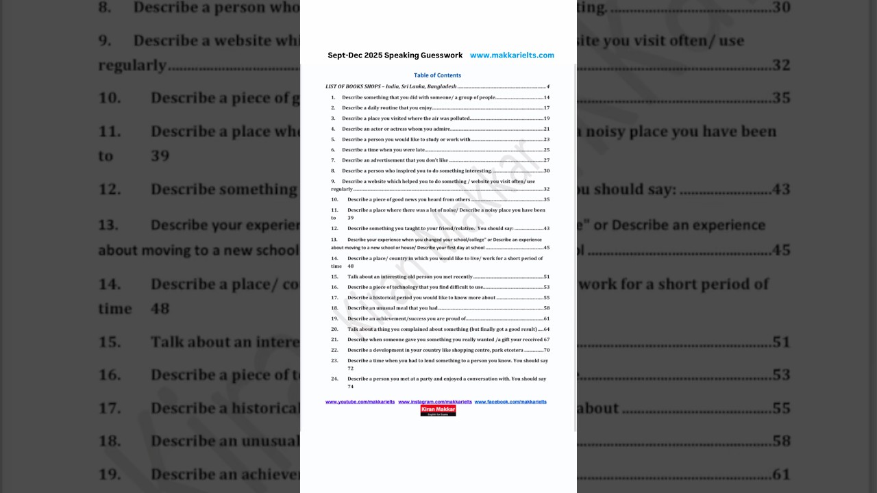 Ielts makkar list Sept-dec 2025 guesswork. #ieltswithkaran #english #ielts2025