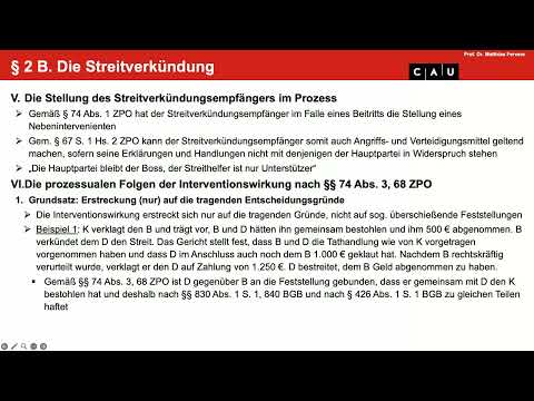 Vertiefung ZPO I – Folge 06 (Streitverkündung II)