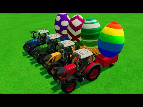TRANSPORT COLORED EGGS WITH VALTRA TRACTORS - Farming Simulator 22