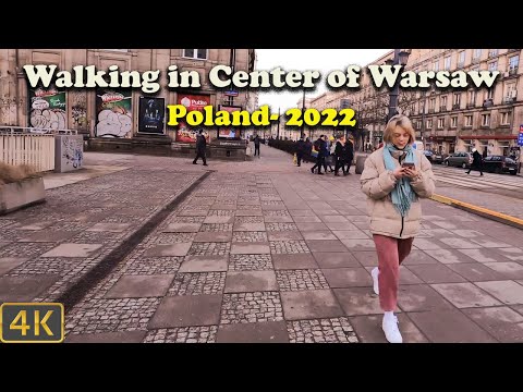 Walk in center of city- Warsaw-2022- 4K 🇵🇱