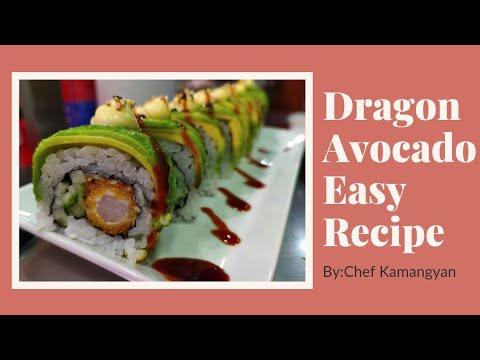 How to make Dragon Avocado Sushi Roll, Easy Recipe