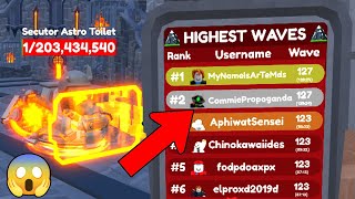 Beat Wave 127 🔥 Solo To Top 2 Rank in Endless Mode 😱  - Toilet Tower Defense Roblox