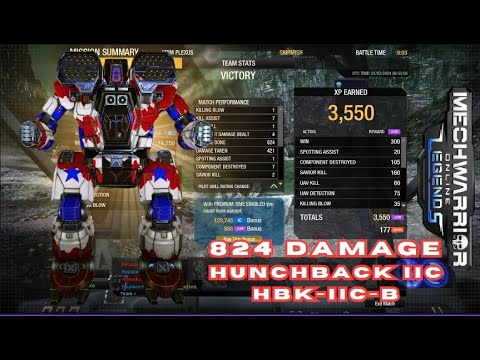 MWO: Hunchback IIC HBK-IIC-B - 824 Damage at Grim Plexus - 1 KB/Solo 4 KMDD 7 Components Destroyed!